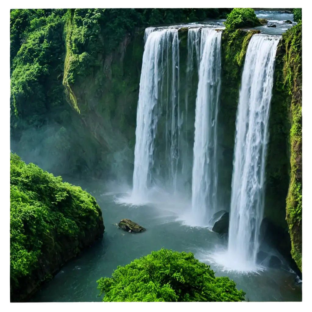 Stunning-PNG-Waterfall-Scenery-with-Sunlight-Captivating-Nature-Image
