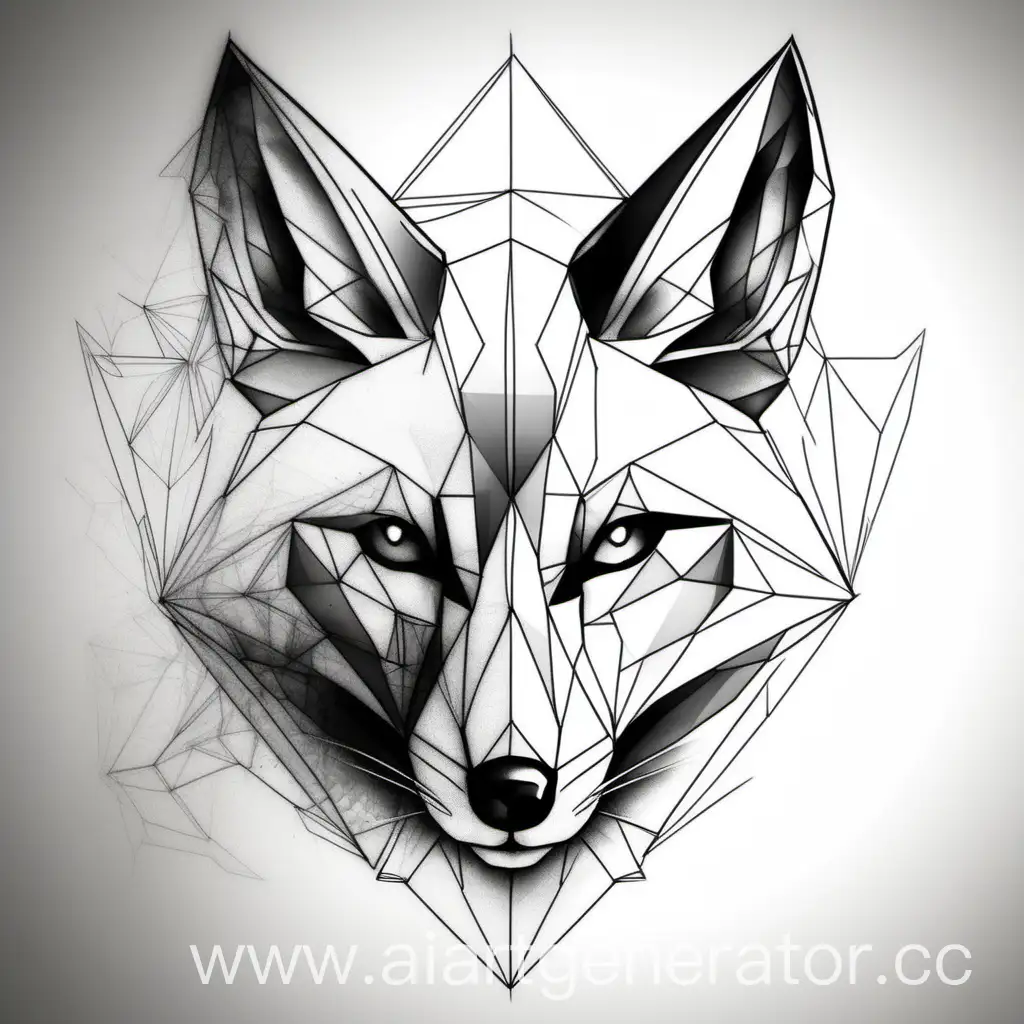 LowPolygonal-Fox-Muzzle-Tattoo-Sketch
