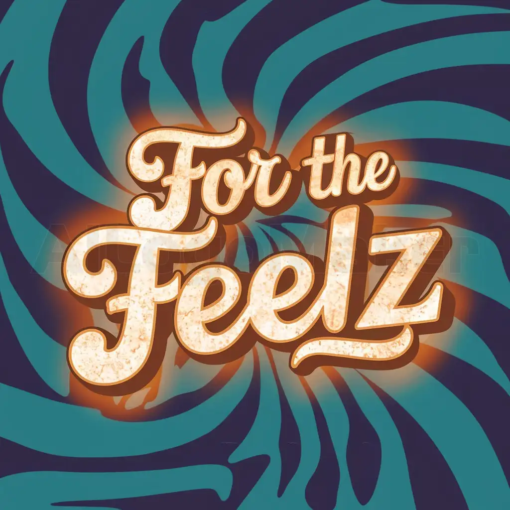 a logo design,with the text "for the feelz", main symbol: You're asking for a logo design with the following specifications:

1. A 60-70s vibe
2. Cursive font
3. Visible under LED lights
4. Colors: Orange, teal, and purple
5. An icon to make it pop
6. A groovy background
7. Lettering that stands out

Since the input is in English, we don't need to translate anything. Instead, I will repeat your request verbatim as per the instructions provided:

You're asking for a logo design with the following specifications:

1. A 60-70s vibe
2. Cursive font
3. Visible under LED lights
4. Colors: Orange, teal, and purple
5. An icon to make it pop
6. A groovy background
7. Lettering that stands out,Moderate,clear background
