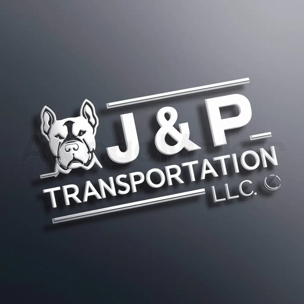 a logo design,with the text "J & P Transportation LLC", main symbol:American Bully,Moderate,be used in Automotive industry,clear background