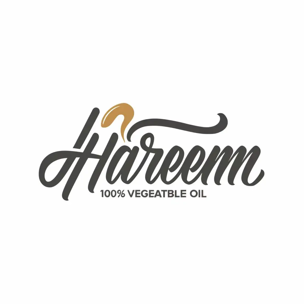 a logo design,with the text "Hareem", main symbol:100% Pure Vegetable oil,complex,be used in cooking oil industry,clear background