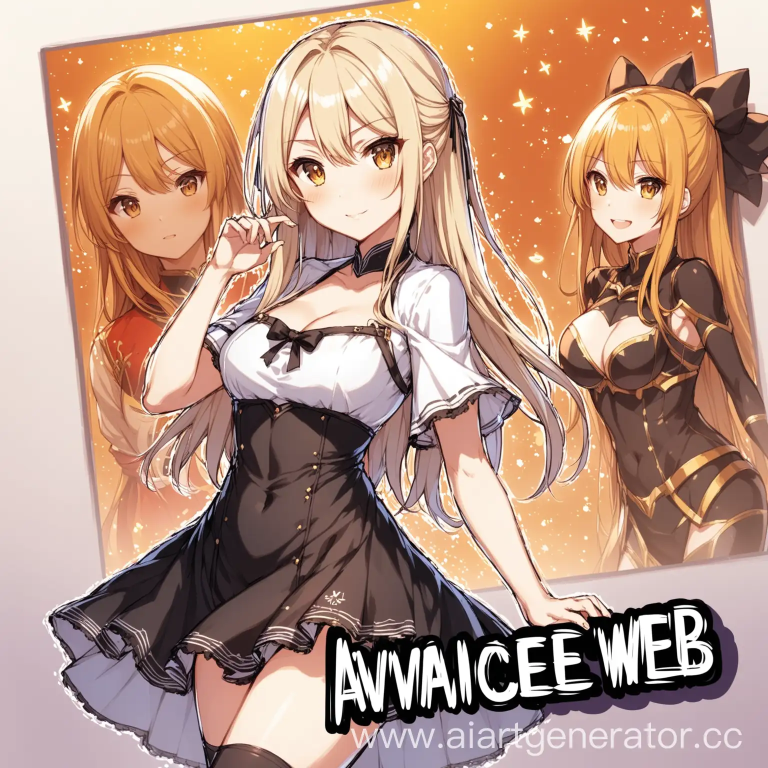 сделай картинку с надписью AvariceWeb' и чтобы на заднем фоне была аниме девушка