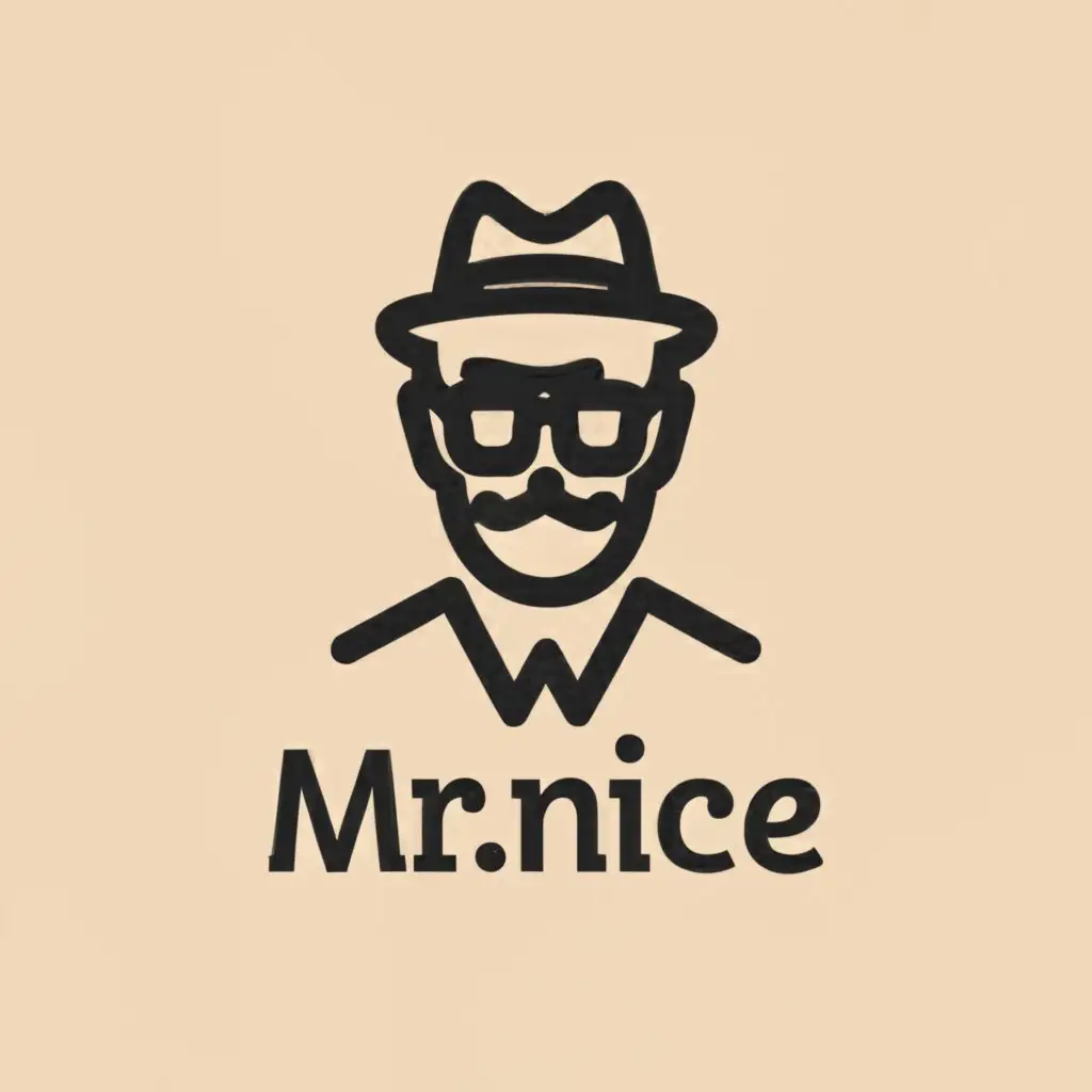 a logo design,with the text "MrNice", main symbol:GTA San Andreas style gentleman,Minimalistic,clear background