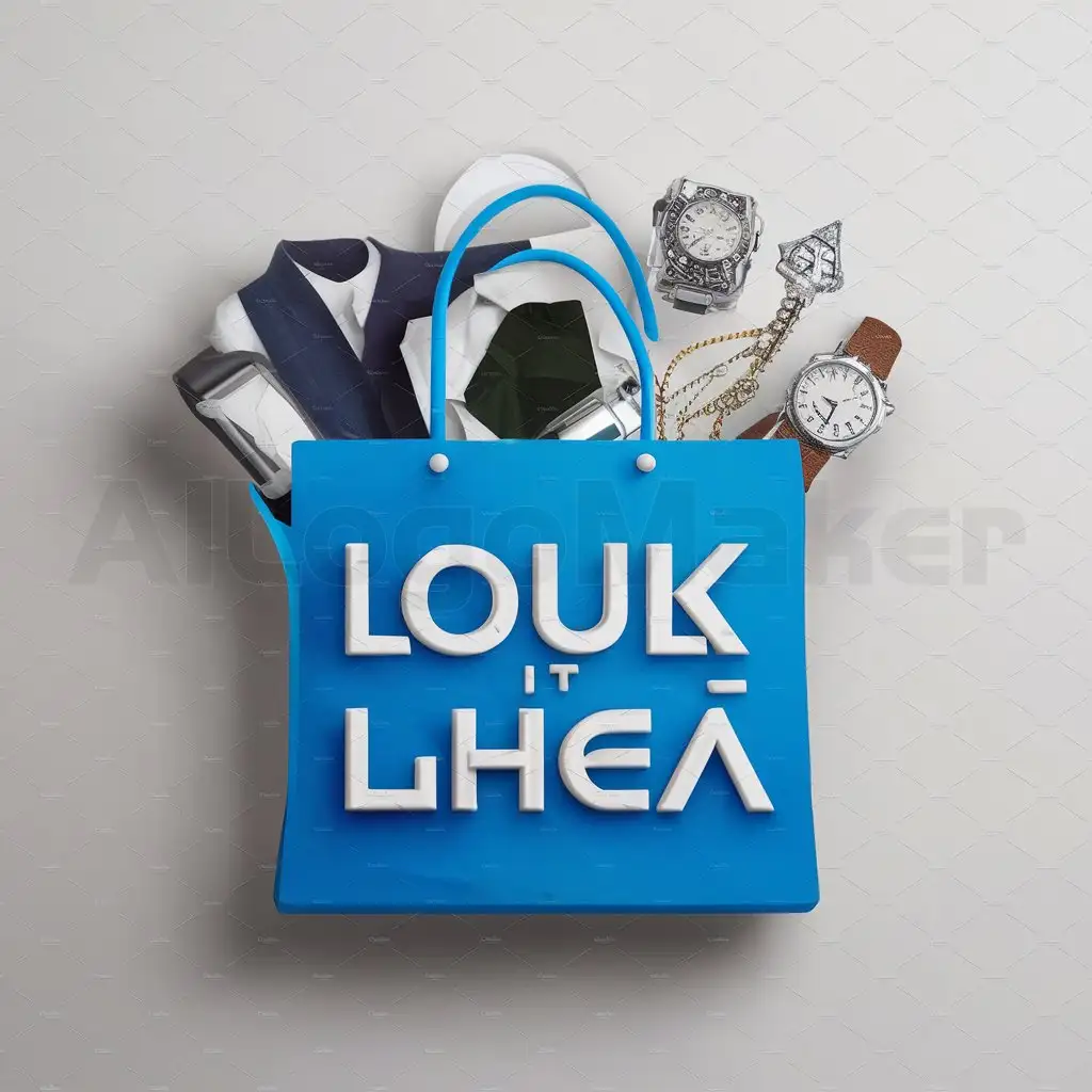 a logo design,with the text "Louk It Lhea", main symbol:shop color blue with cloths,electronic,jewelry,watches,Moderate,clear background