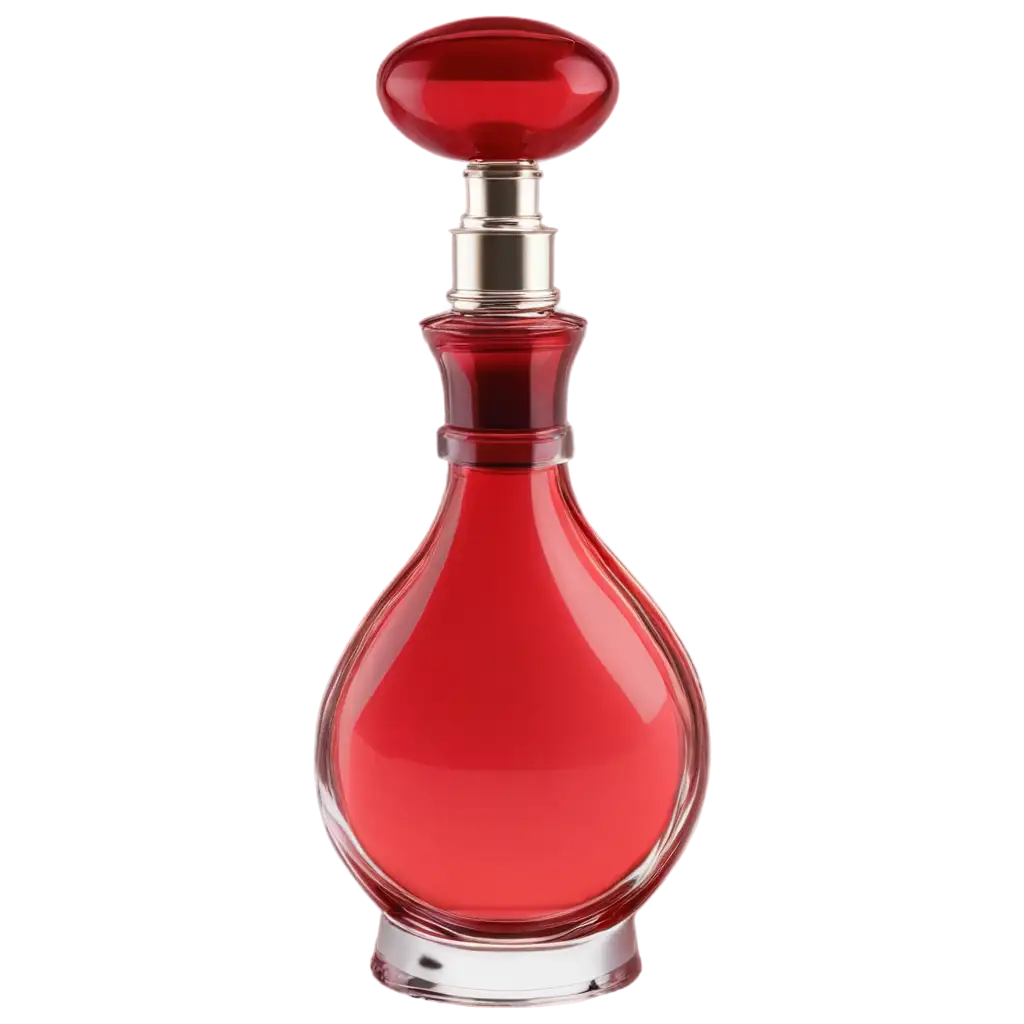 perfume glass bottle lite red color, 3d shape