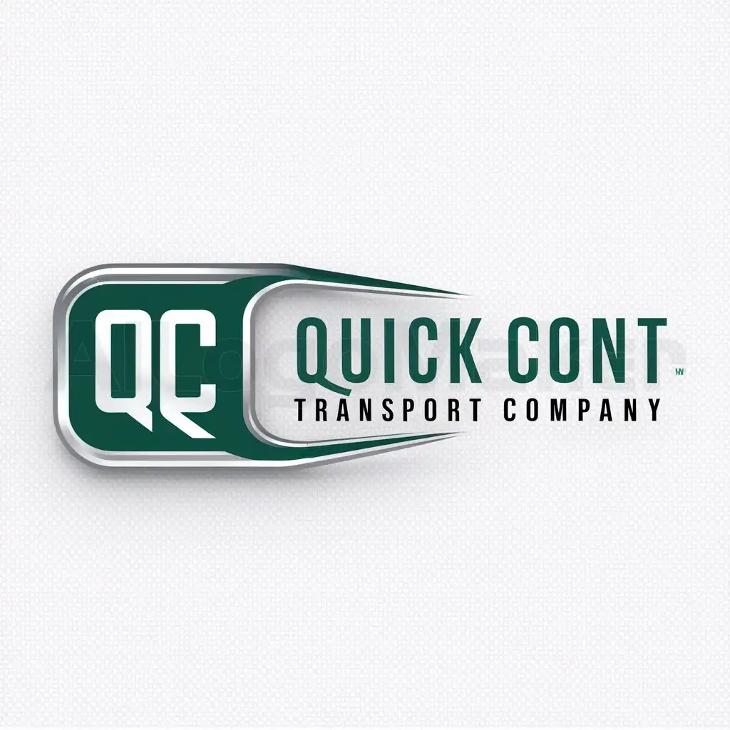 a logo design,with the text "QUICK CONT  transport company", main symbol:Name: QUICK CONT - transport companynname and logo of saturated emerald color.nlogo looks straight,Moderate,be used in Automotive industry,clear background