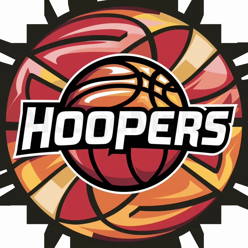 a logo design,with the text "HOOPERS", main symbol:BASKETBALL colorful,complex,clear background