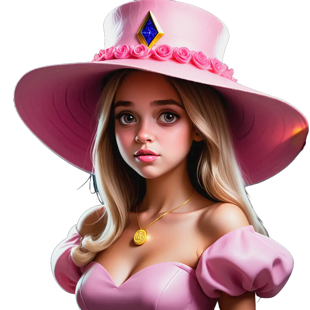 Cryptocurrency-Princess-Wearing-a-Hat-with-MemeCoin-Theme