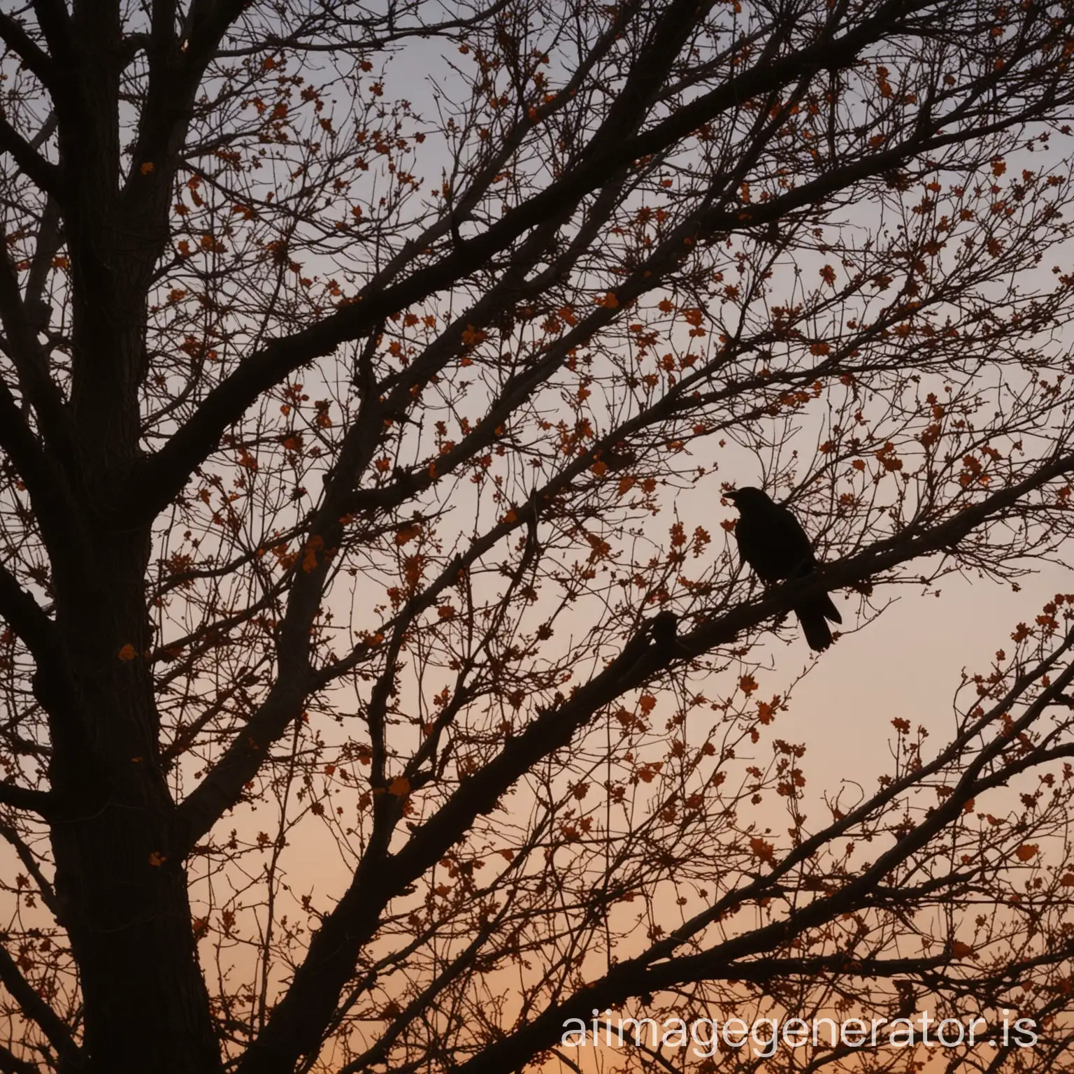 这时光，已经是垂暮了。傍晚的风吹动着木叶，簌簌地响个不停。乌鸦都在树头上打着围，唶唶地乱噪着，一缕阳光从树叶缝中照下在她的残花的脸上。