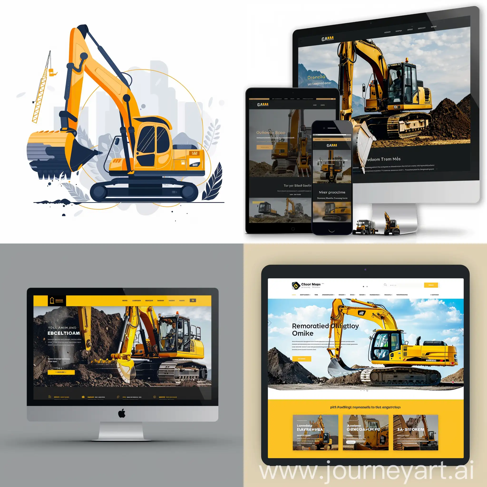 website for renting heavy construction equipment in a minimalistic style