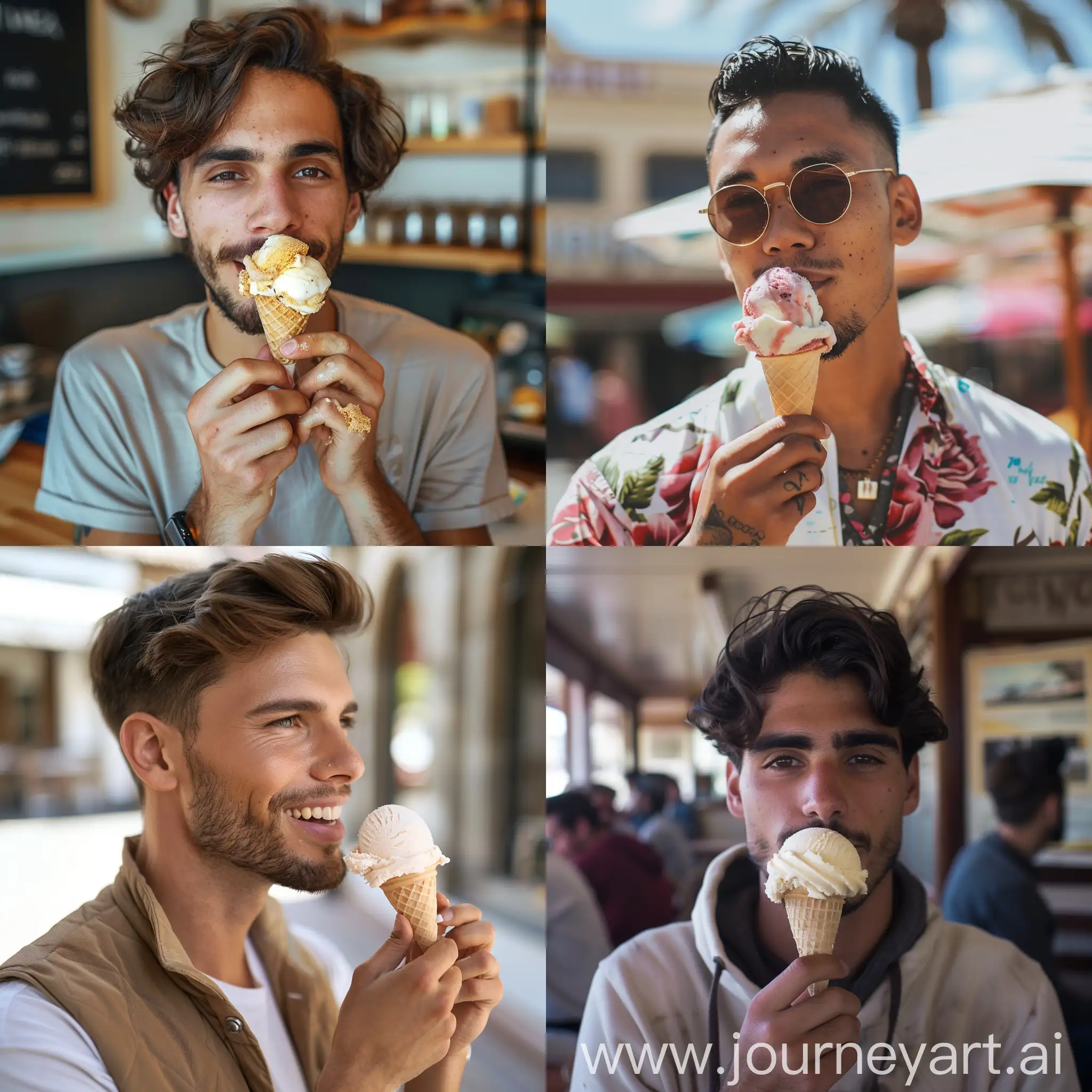 Joyful-Man-Enjoying-Ice-Cream-Outdoors