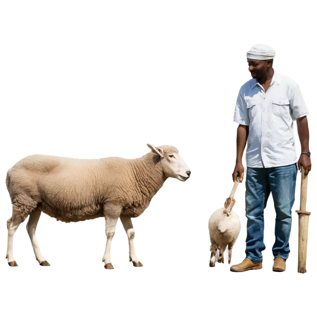 Vibrant-PNG-Image-African-Farmer-and-Sheep-Depiction-for-Evocative-Visual-Storytelling