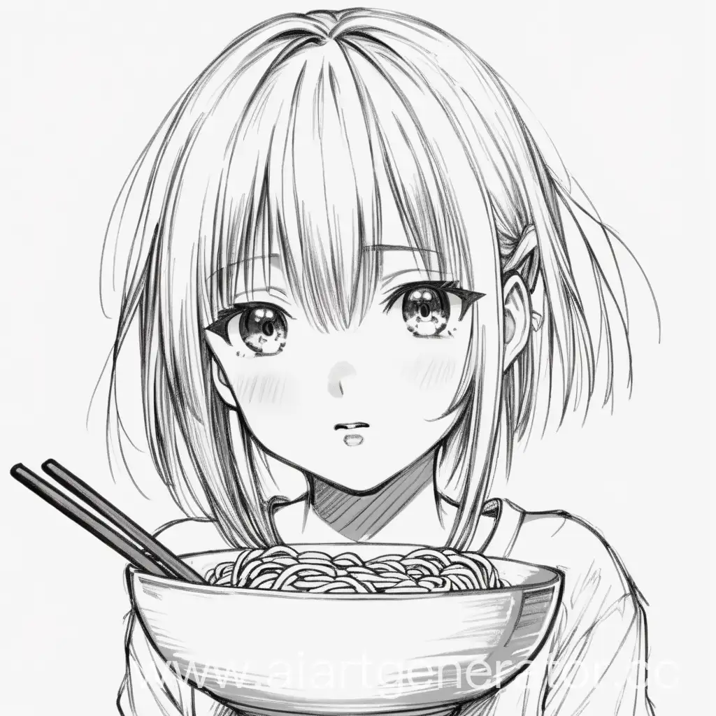 Anime-Girl-Sketch-with-Noodles-in-Bowl