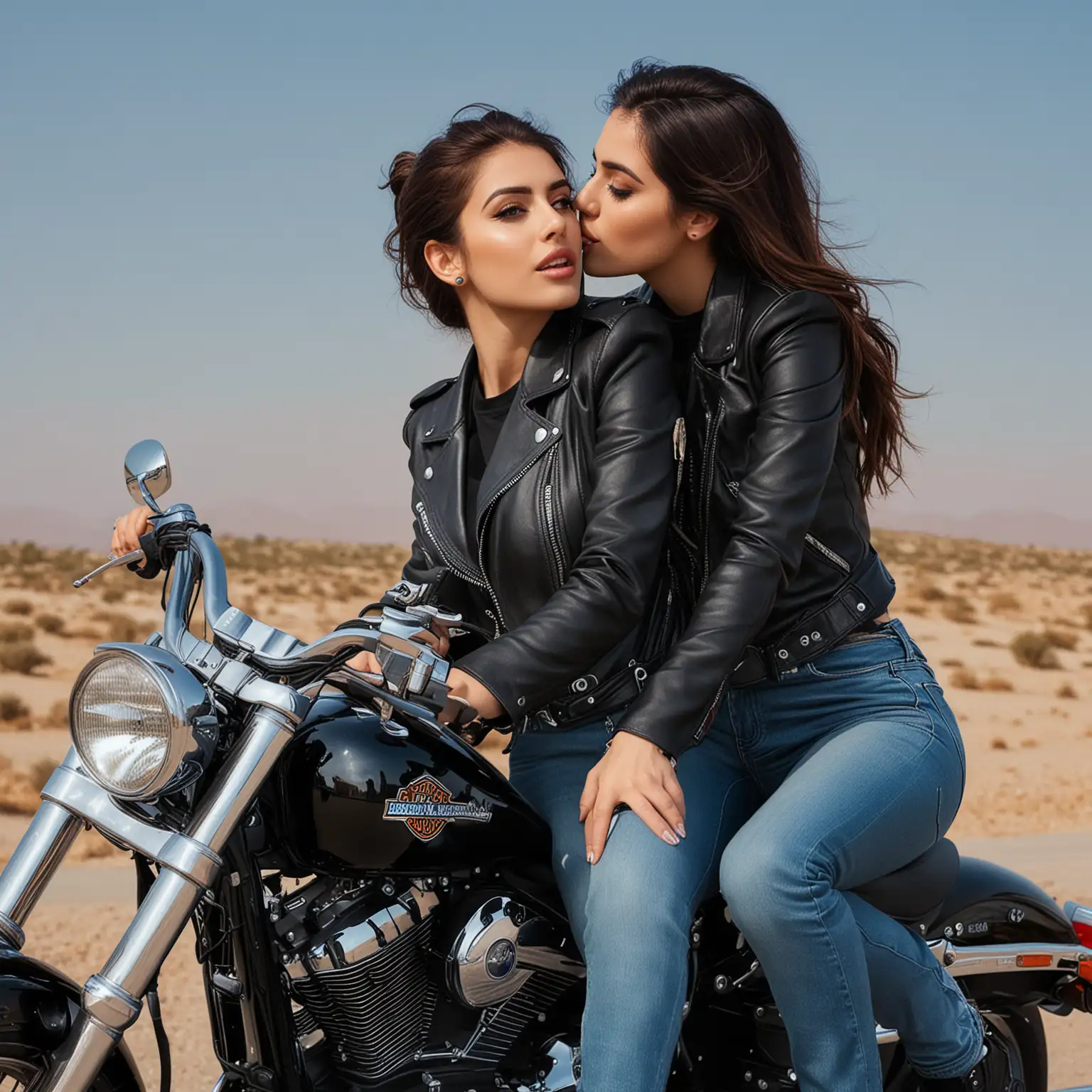 Iranian Women on Harley Davidson Sensual Neck Kiss Portrait in 4K | AI  Image Generator