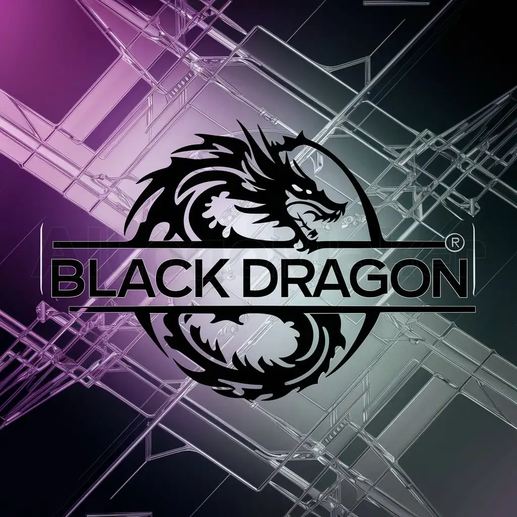 LOGO-Design-For-Black-Dragon-Bold-Black-Dragon-Symbol-on-Clean-Background