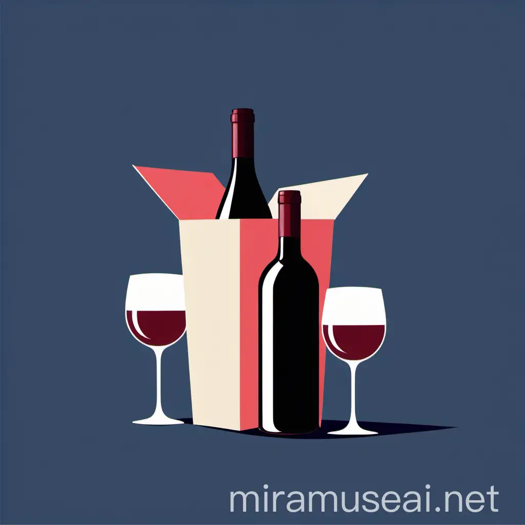 Vector Illustration of Wine for Takeout Minimalistic Design