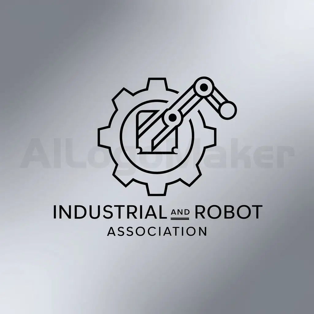 a logo design,with the text "Industrial and Robot Association", main symbol:Gear, mechanical arm,Minimalistic,be used in Smart equipment industry,clear background