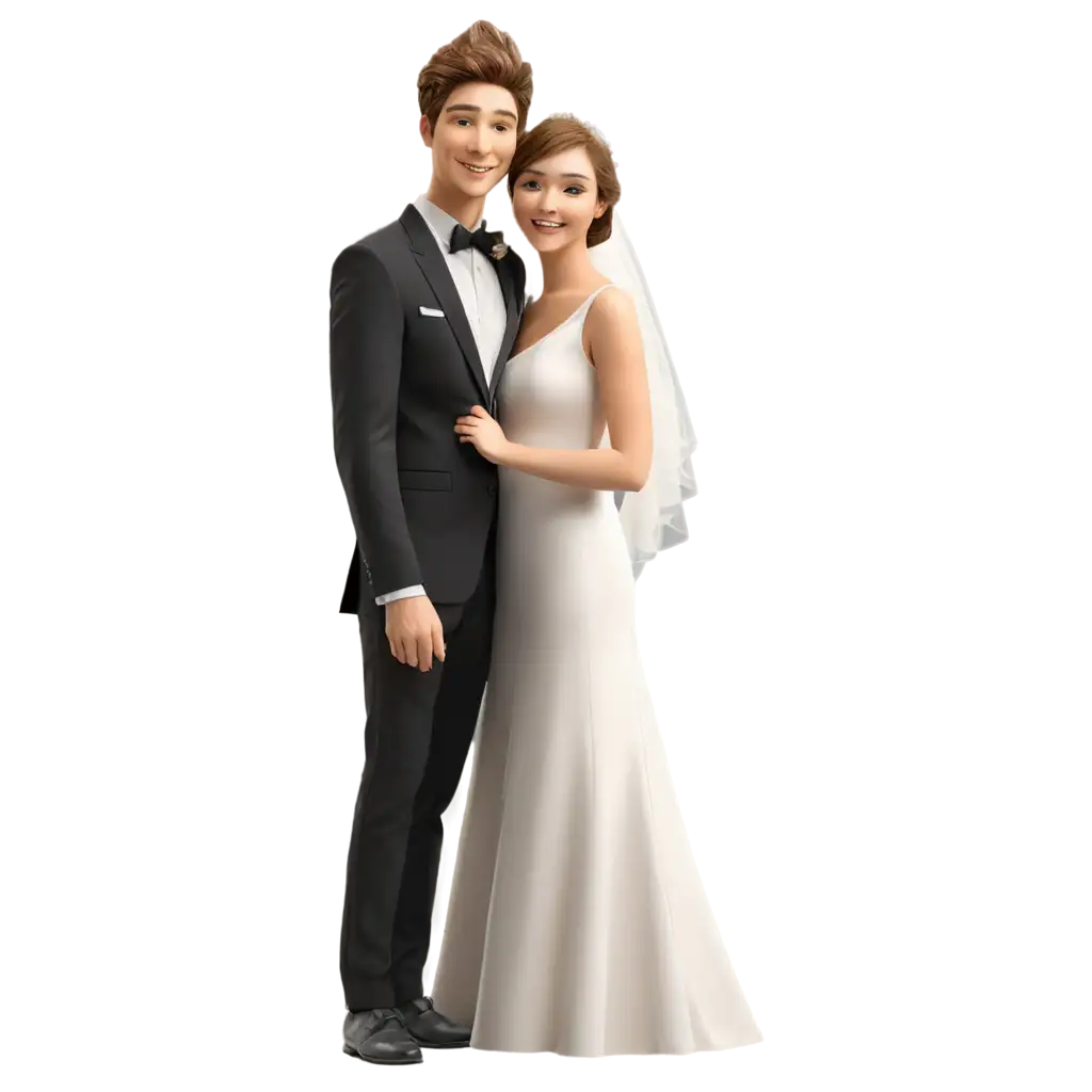a graphic of a happy couple on their wedding