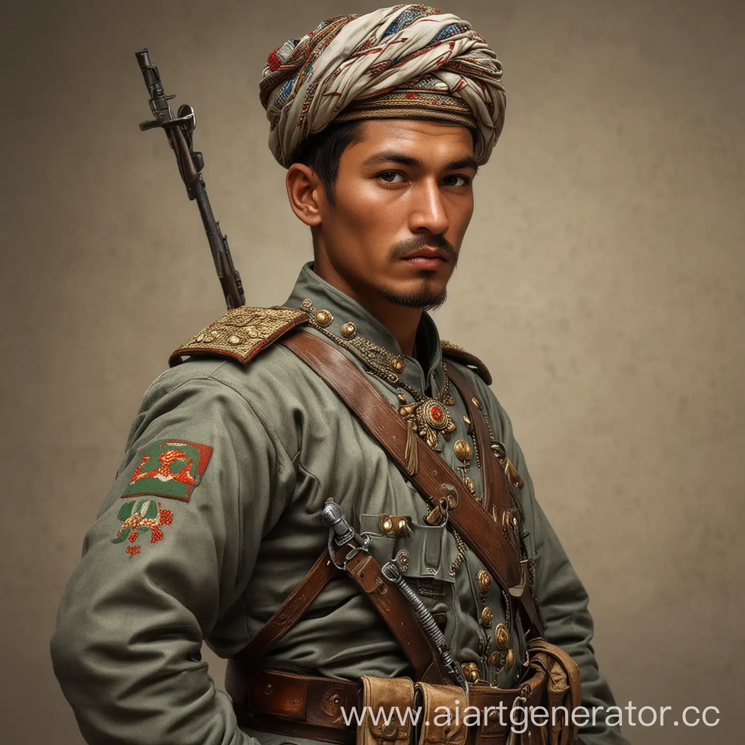 Uzbek-Soldier-of-the-Year-1900-Proud-Warrior-in-Traditional-Garb