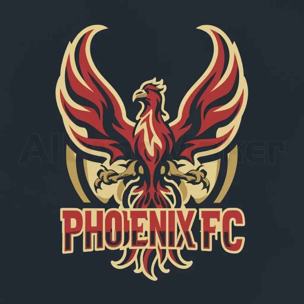 a logo design,with the text "Phoenix FC", main symbol:Phoenix holding soccer ball,Moderate,be used in Others industry,clear background
