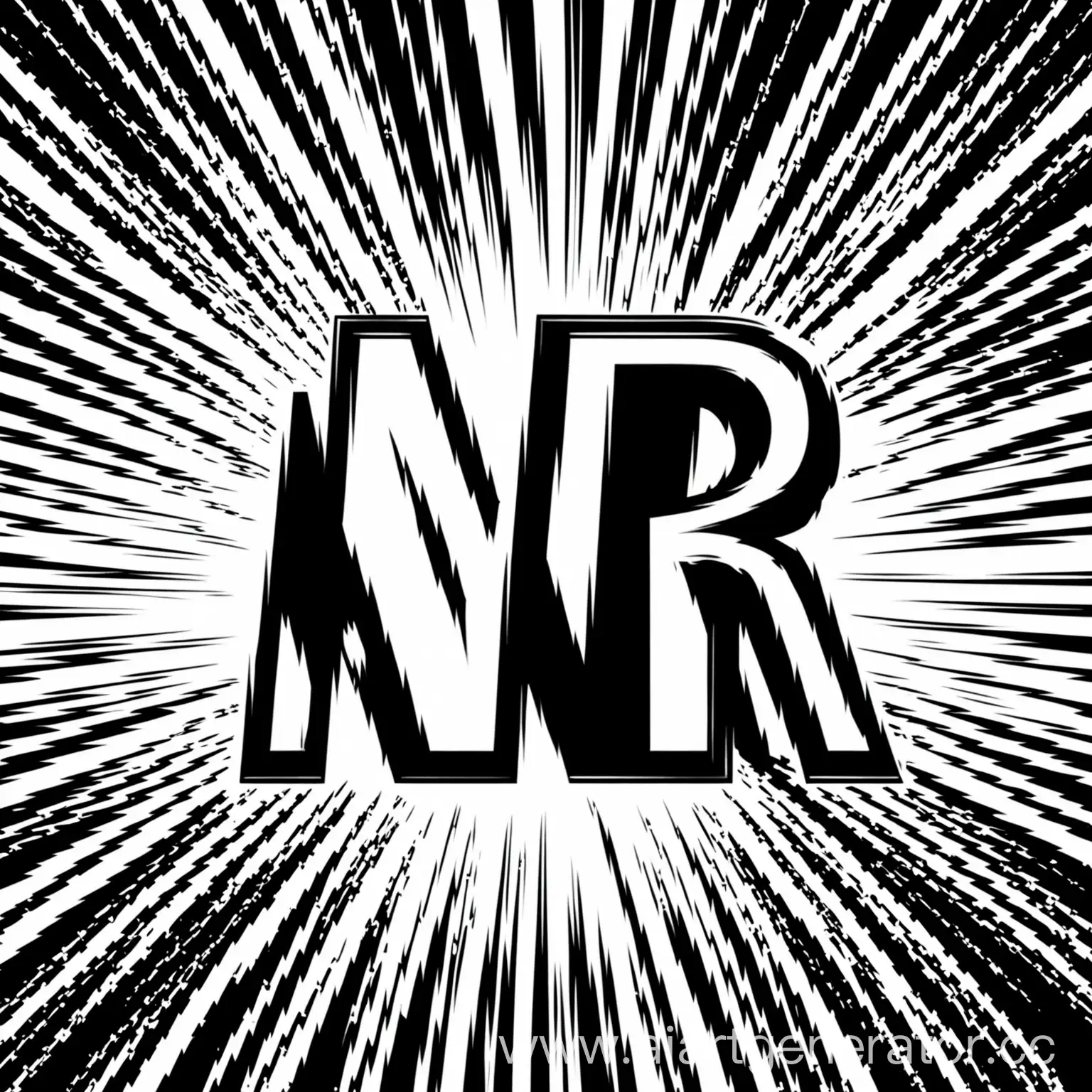 буквы «NR» на чёрно-белом фоне,в стиле аниме