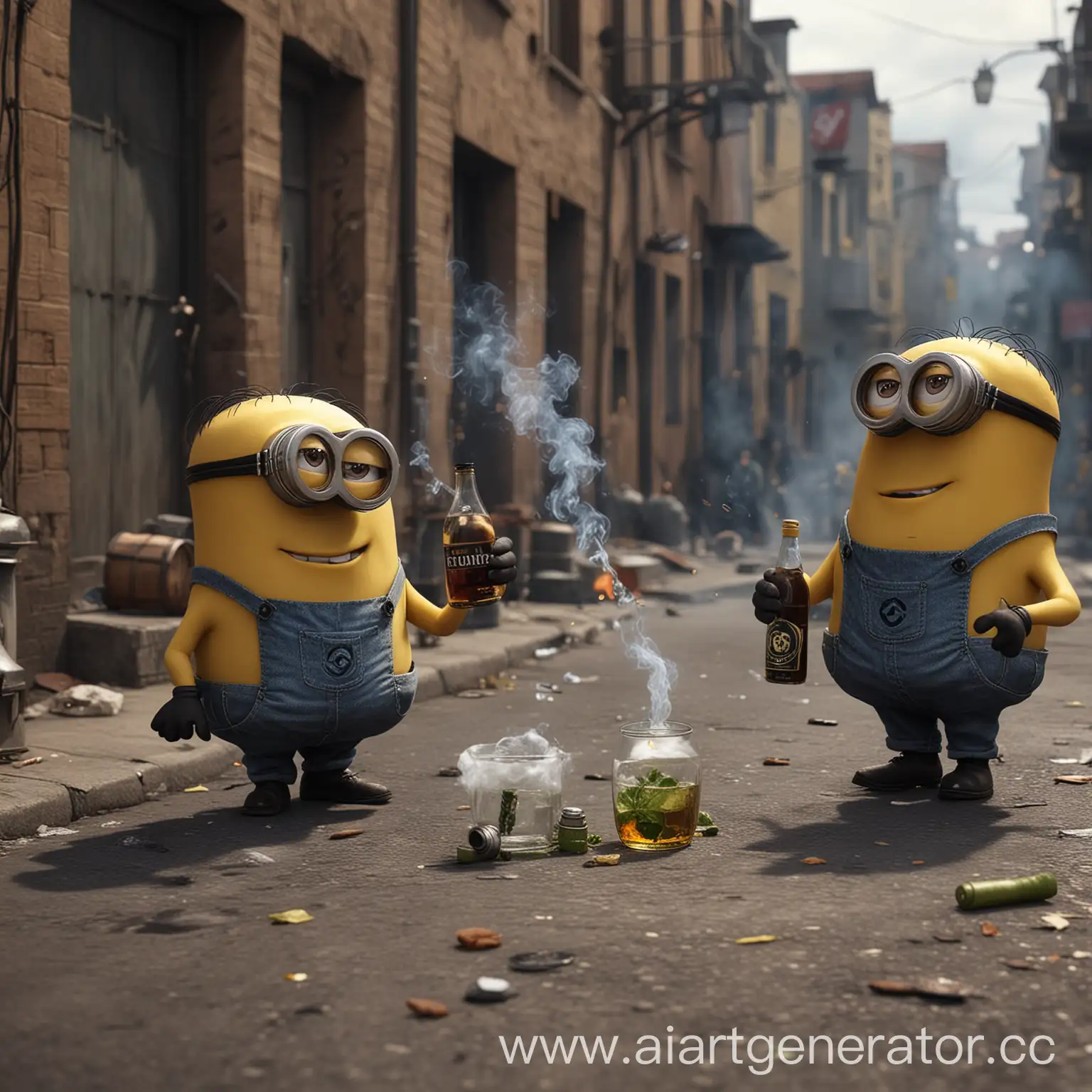 Urban-Minions-Cognac-and-Weed-Scene-in-the-Ghetto