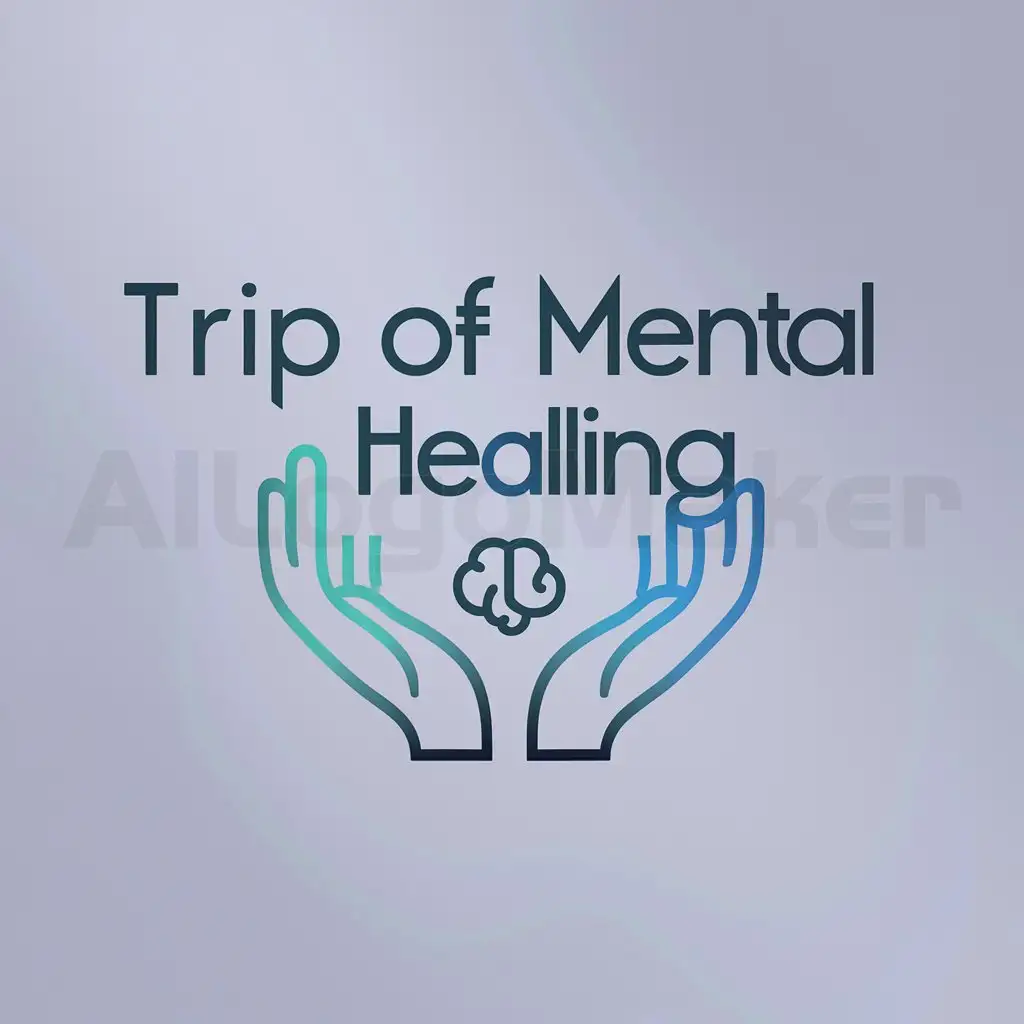a logo design,with the text "trip of the mental healing", main symbol:open hands,Moderate,clear background