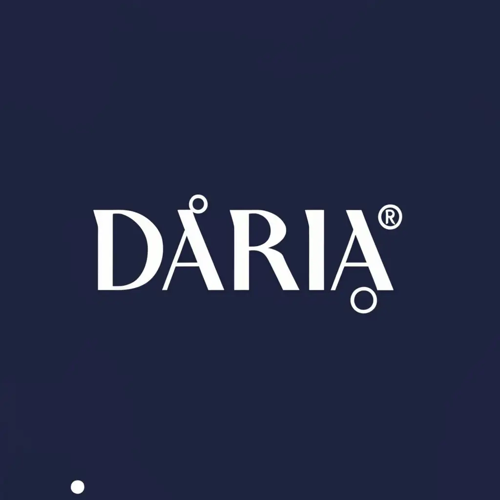 a logo design,with the text "Daria, dark blue background and pearl colors", main symbol:Logo made of the word Daria,Minimalistic,clear background