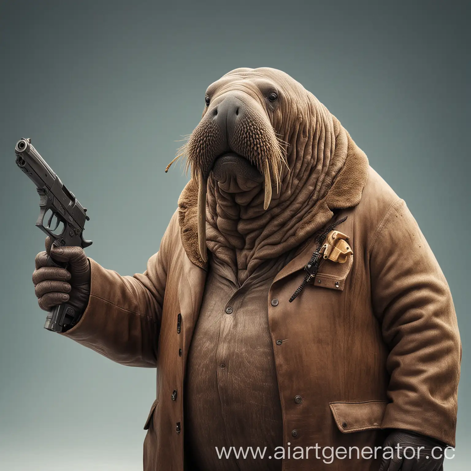 Walrus-Holding-a-Pistol-Underwater