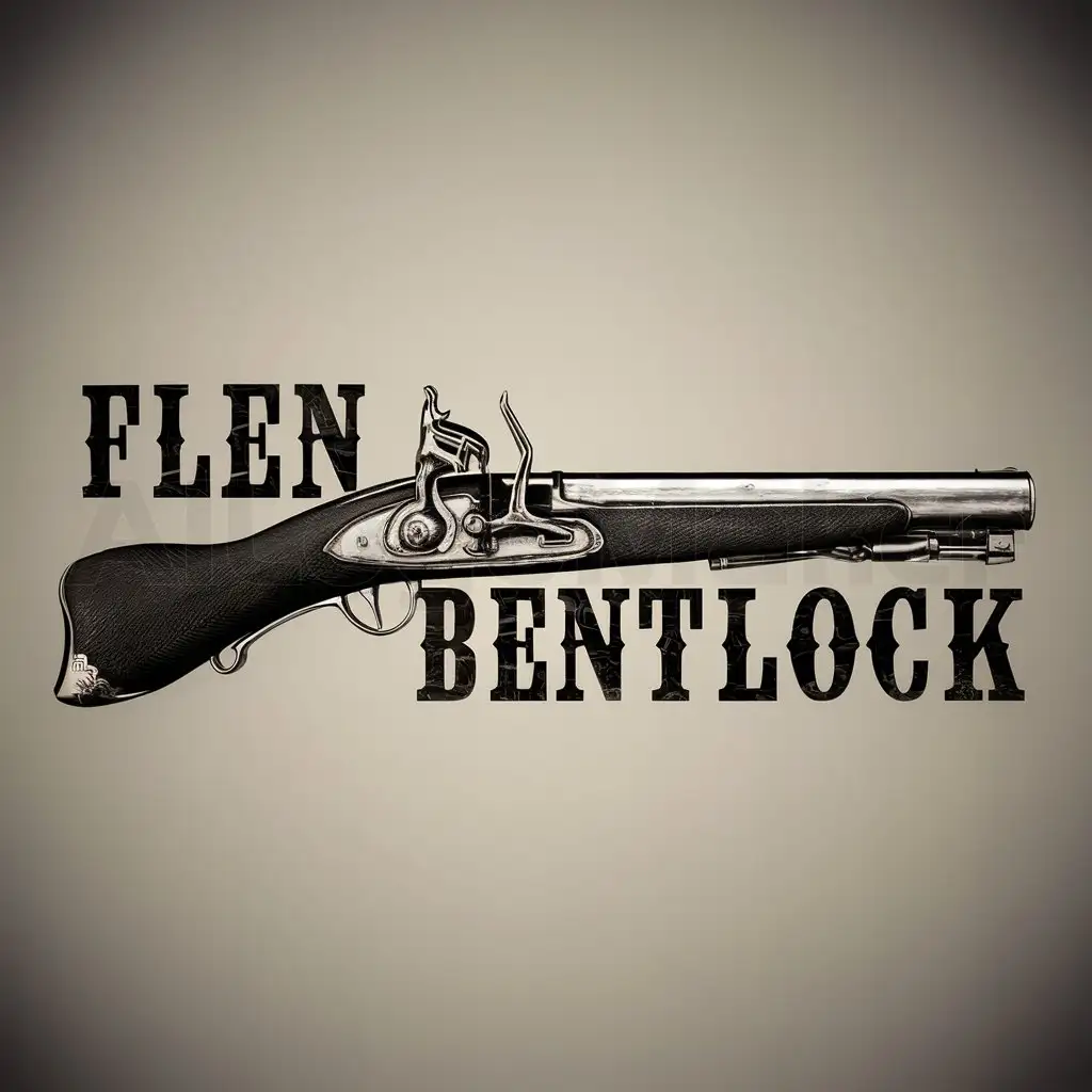 LOGO-Design-For-Flen-Bentlock-Vintage-Flintlock-Pistol-Theme-on-Clear-Background