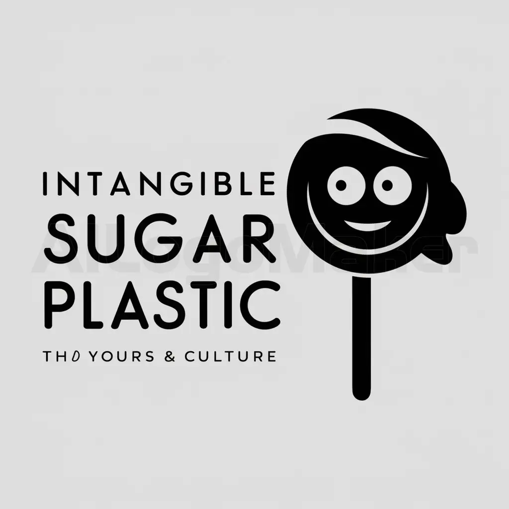 a logo design,with the text "intangible sugar plastic", main symbol:candy man,Minimalistic,be used in culture industry,clear background