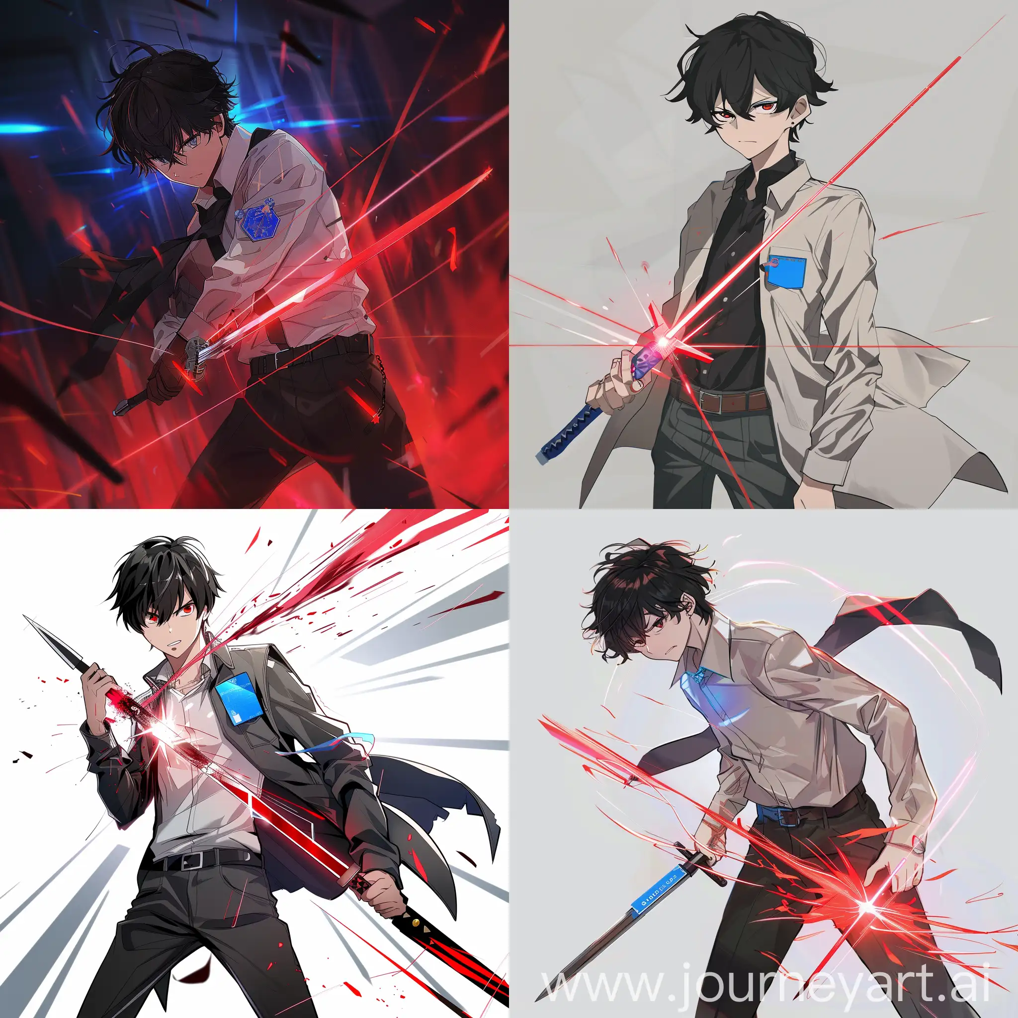 Anime-Style-Young-Man-with-Blue-Badge-and-Red-Laser-Dagger