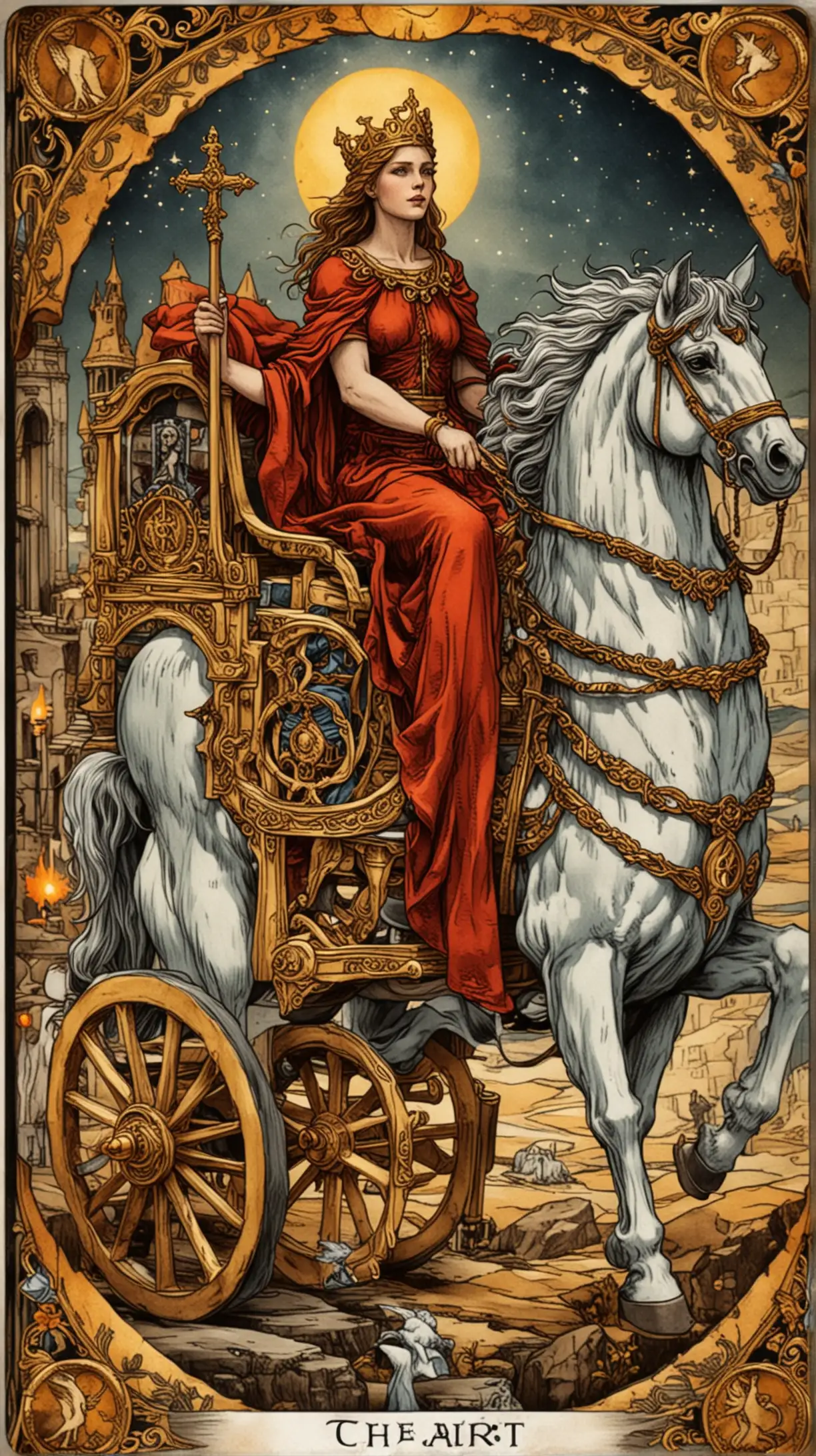 Beautiful Chariot Tarot Card Illustration