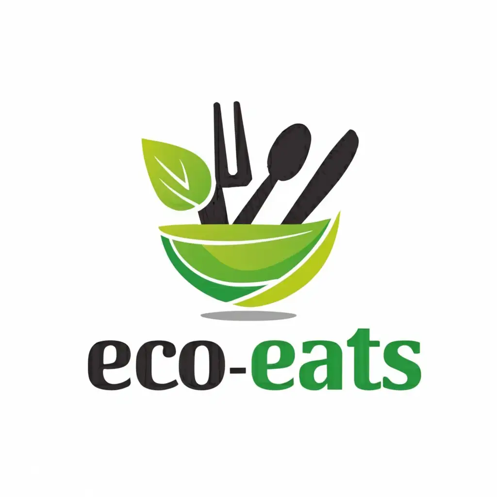 a logo design,with the text "ECO-EATS", main symbol:bowl, leaf, food,,Moderate,be used in Restaurant industry,clear background