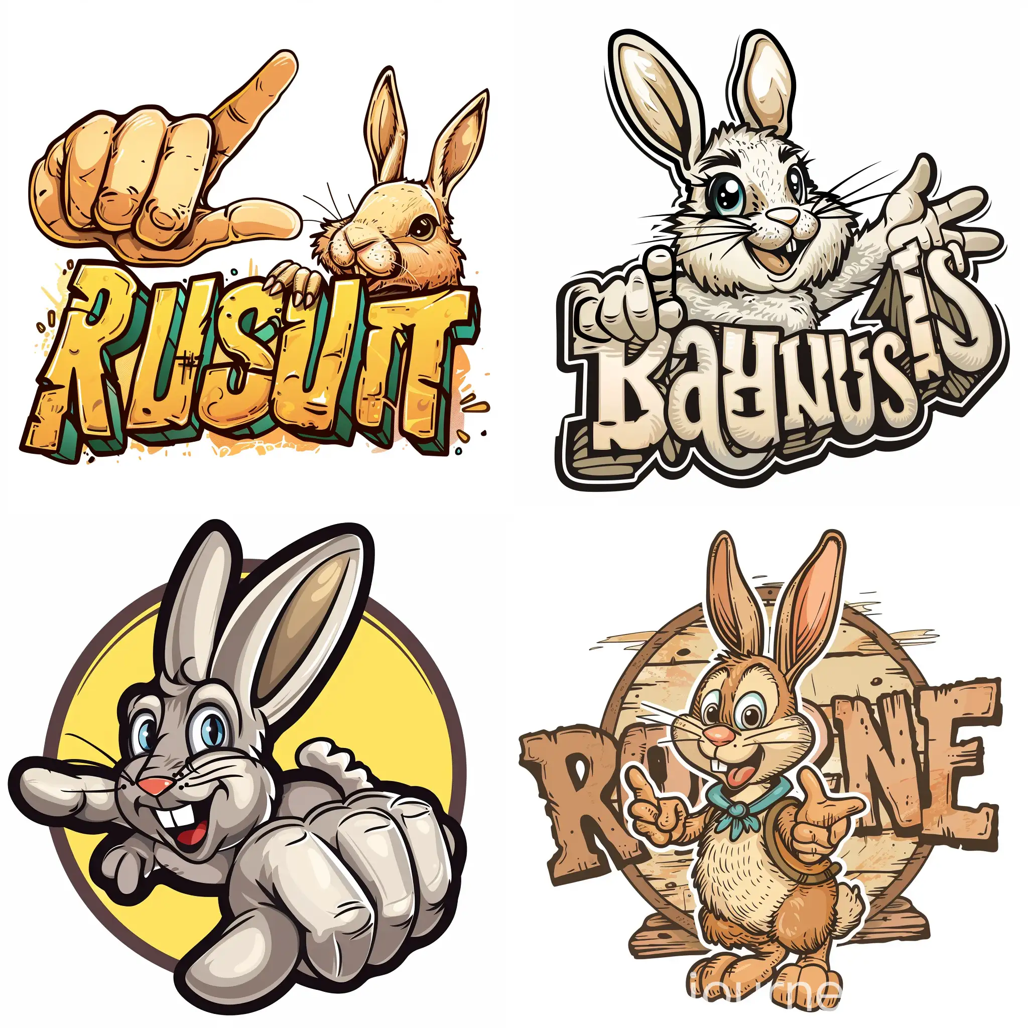 Cartoon-Hand-Pointing-to-Rabbit-Logo-Illustration