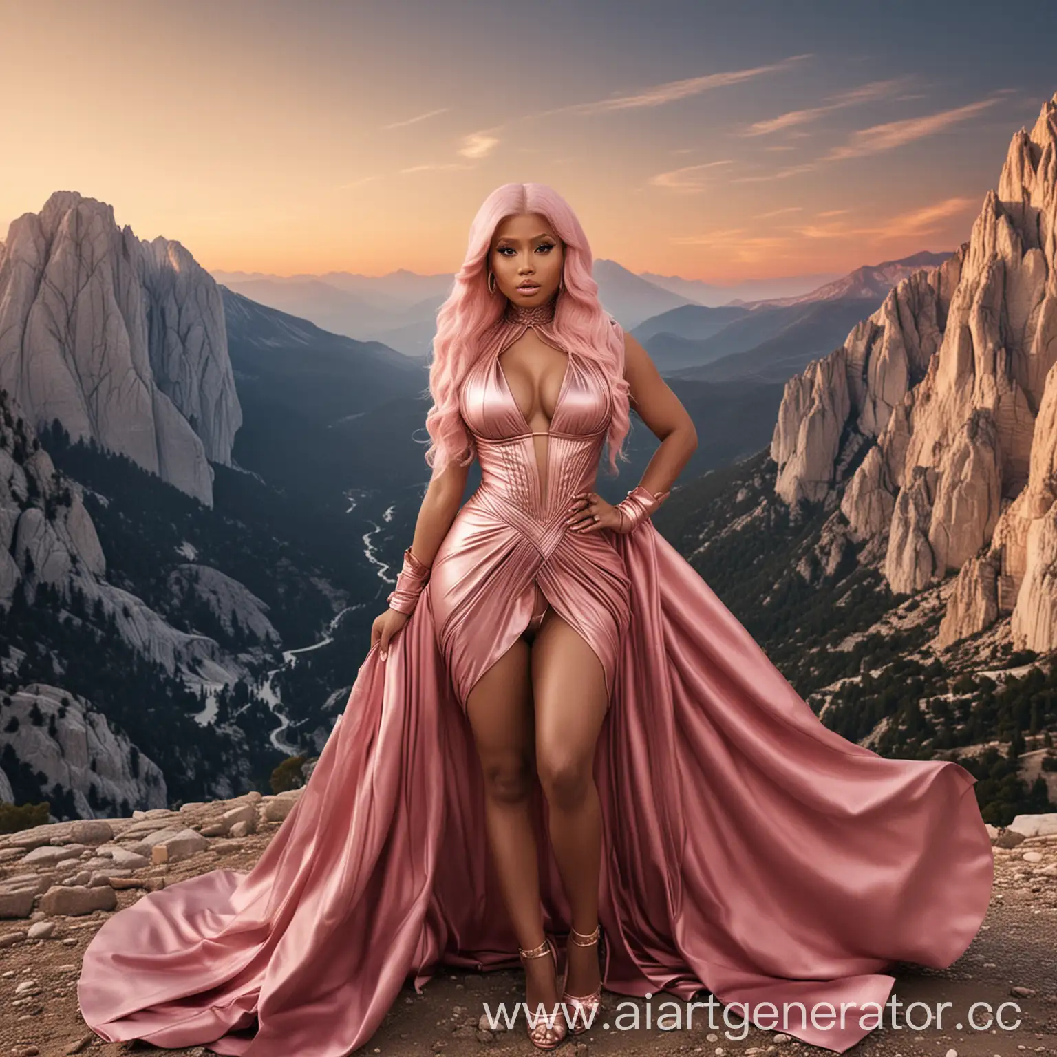 Nicki-Minaj-in-Ethereal-Leather-Dress-at-Mount-Olympus