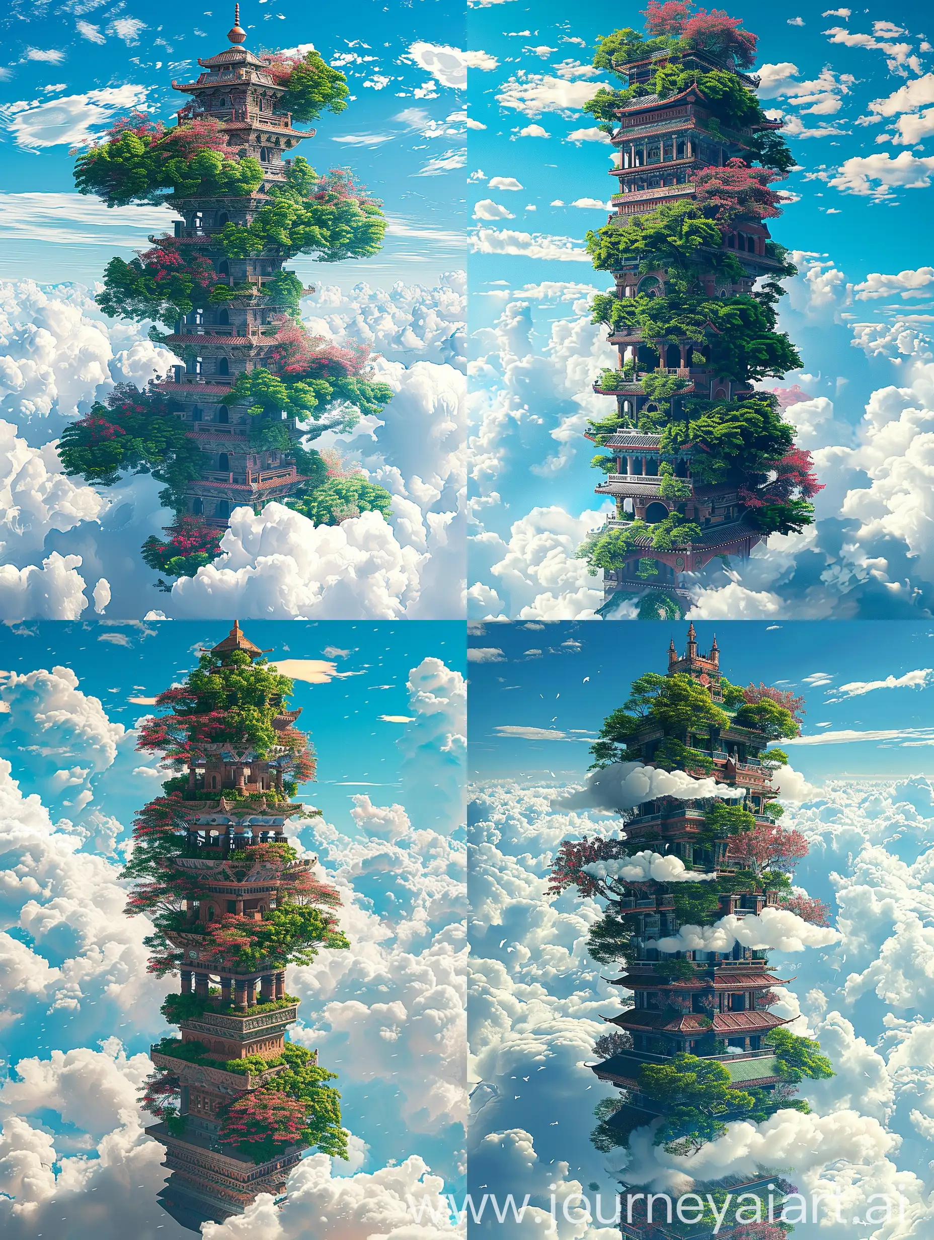 Majestic-Tower-with-Lush-Gardens-and-Dreamy-Sky