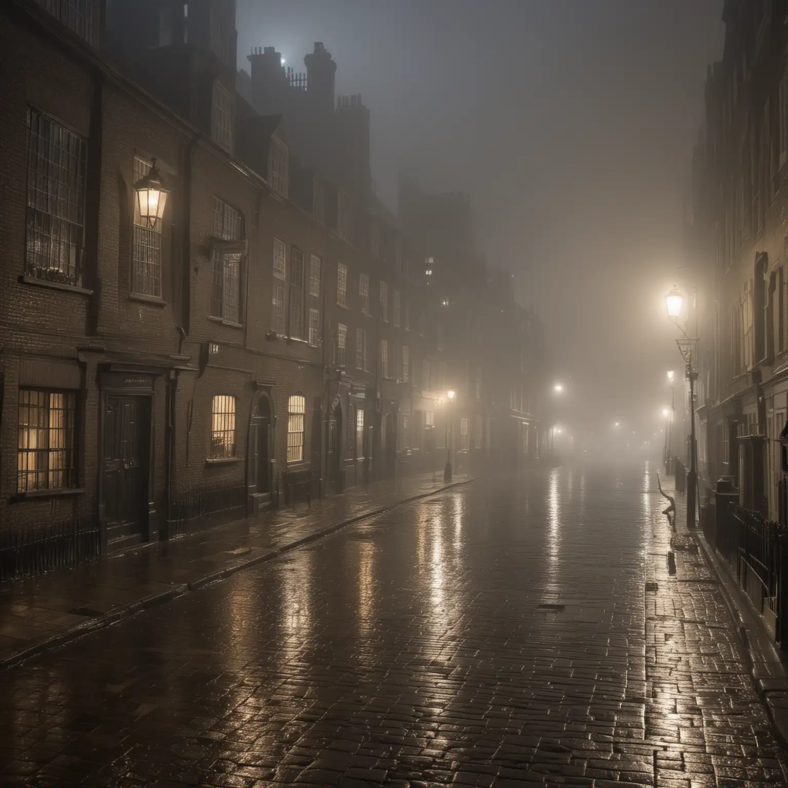 Foggy  wet night  18th Century  London streets