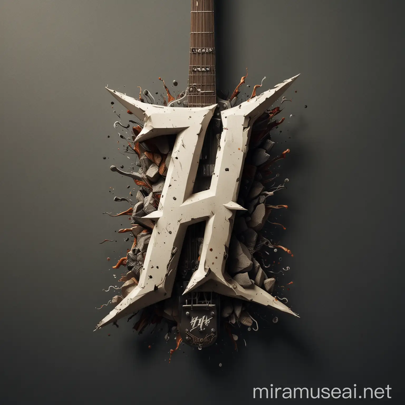 Rock Band Logo Featuring Electric Guitar with H Letters