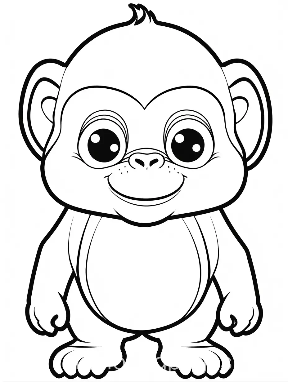 Chibi-Gorilla-Coloring-Page-Black-and-White-Line-Art-for-Kids