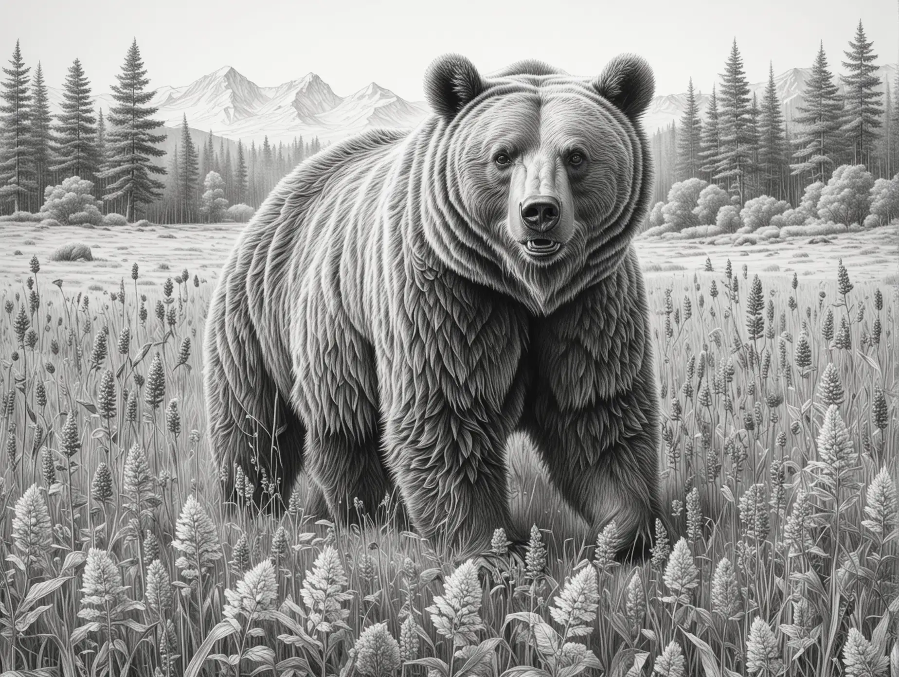 Realistic-Bear-in-Natural-Field-Detailed-Pencil-Drawing