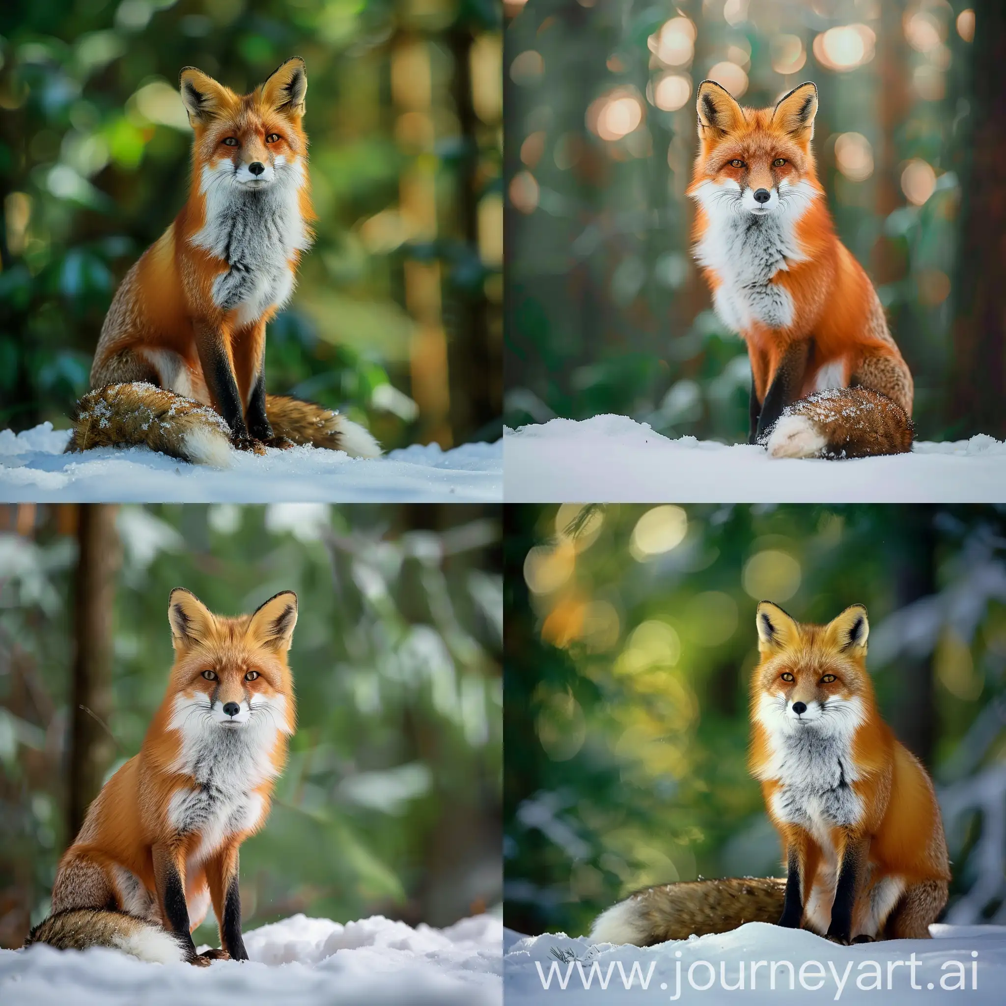 Red-Fox-in-Snowy-Forest-Majestic-Wildlife-Portrait-with-Cold-Hues