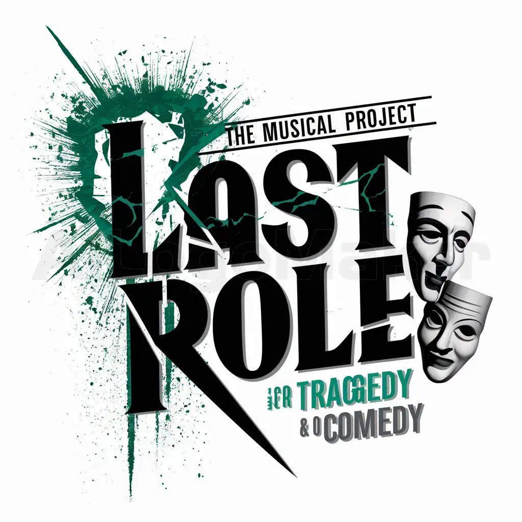 LOGO-Design-For-Last-Role-Dramatic-Green-Flame-with-Tragedy-and-Comedy-Masks