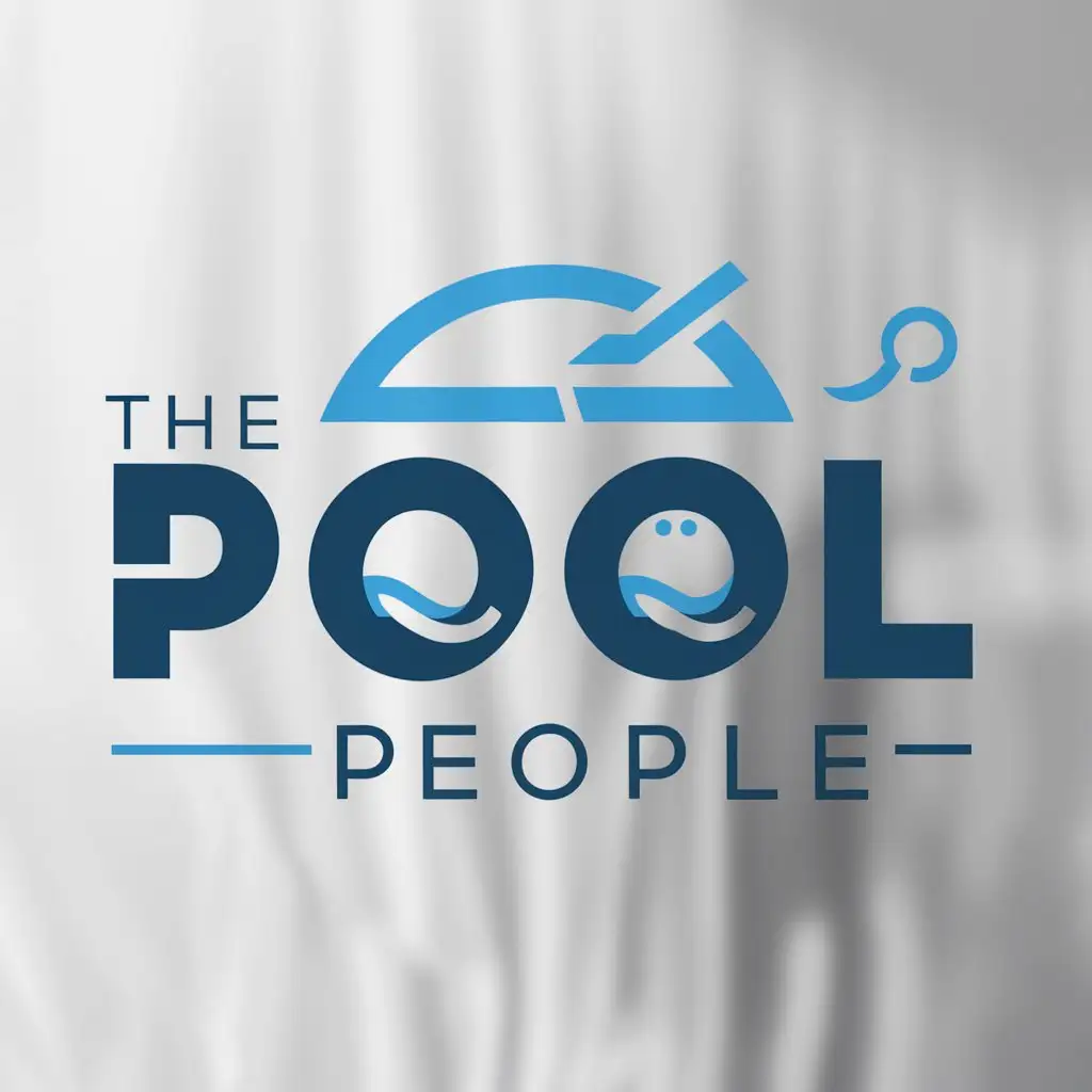 a logo design,with the text "The Pool People", main symbol:this logo should include a swimming pool theme. preferred color is blue and white,Moderate,clear background