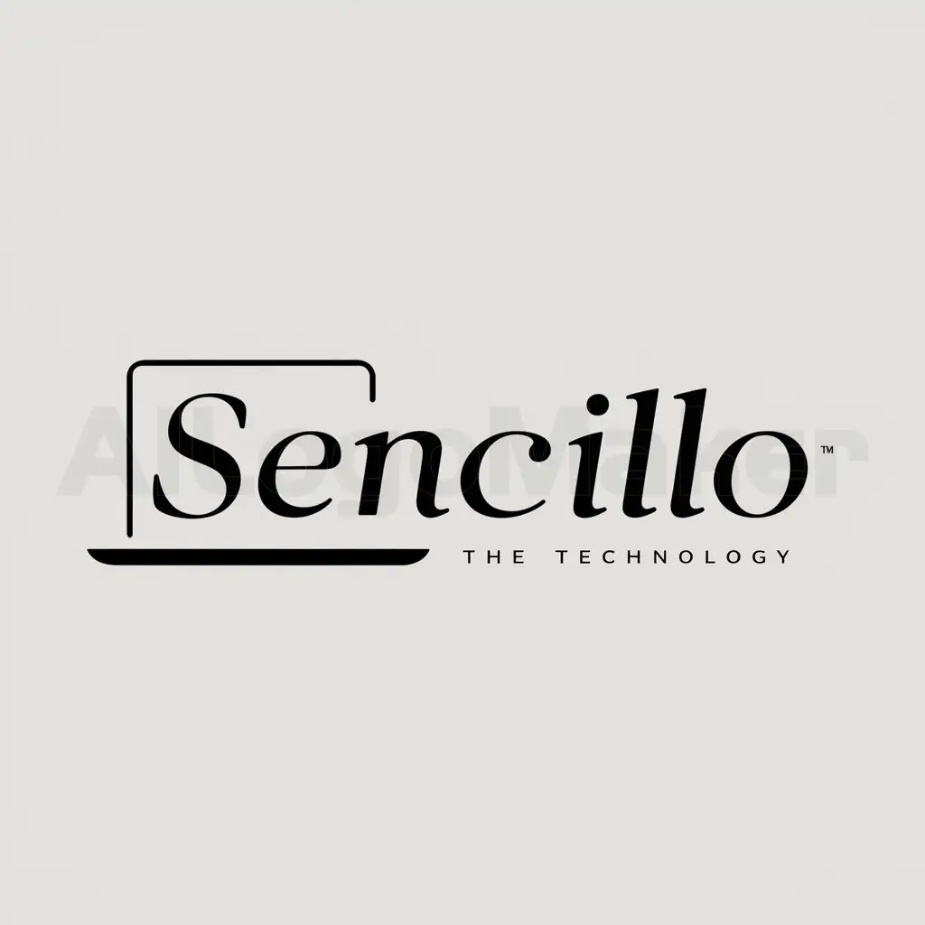a logo design,with the text "sencillo", main symbol:laptop,Minimalistic,be used in Technology industry,clear background