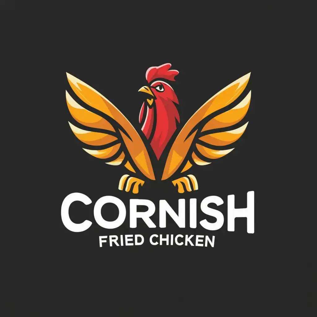 LOGO-Design-For-Cornish-Fried-Chicken-Bold-Chicken-Symbol-with-Text-in-Vibrant-Colors-for-Restaurant-Branding