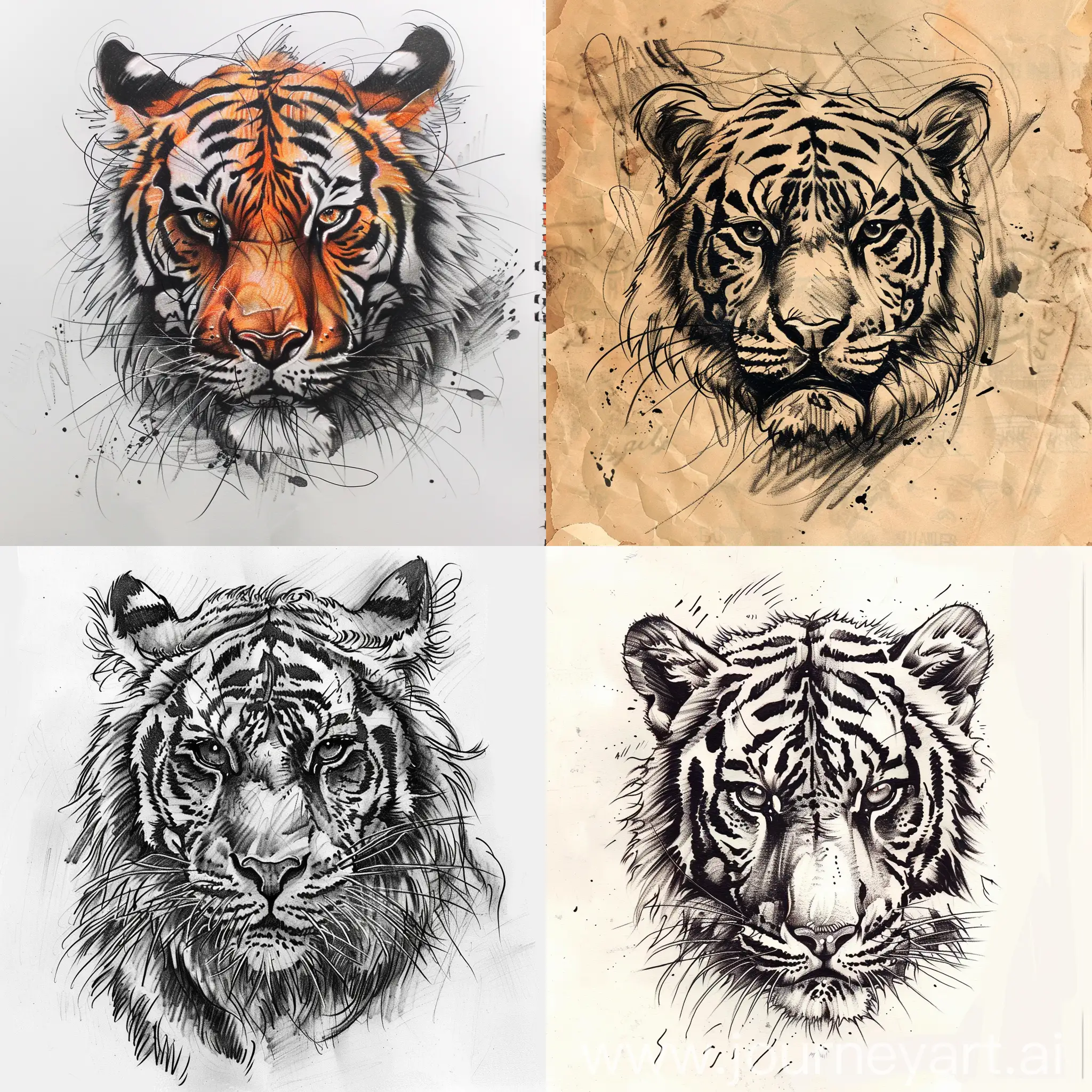 Wild Tiger Tattoo Sketch