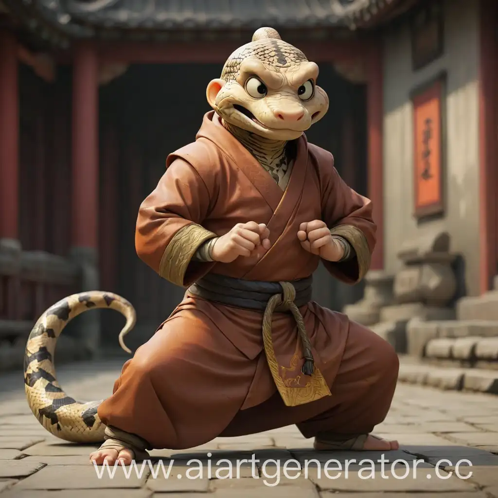 Serene-Snake-in-Kung-Fu-Monks-Attire