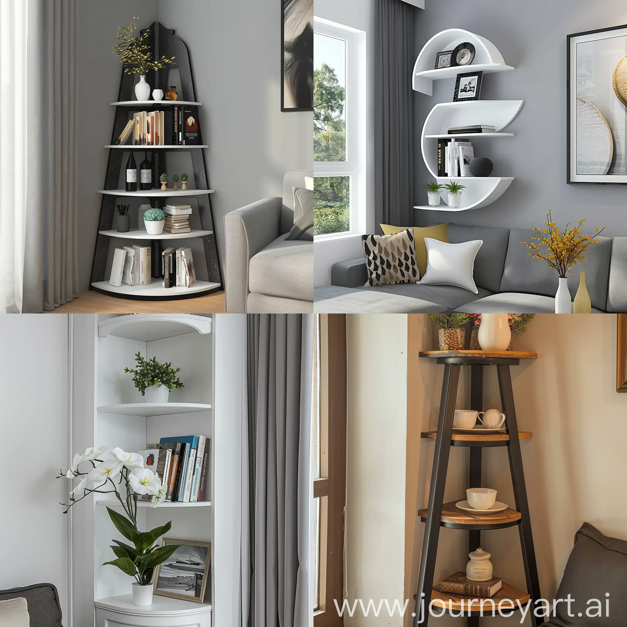 corner shelf in the apartment interior, realism