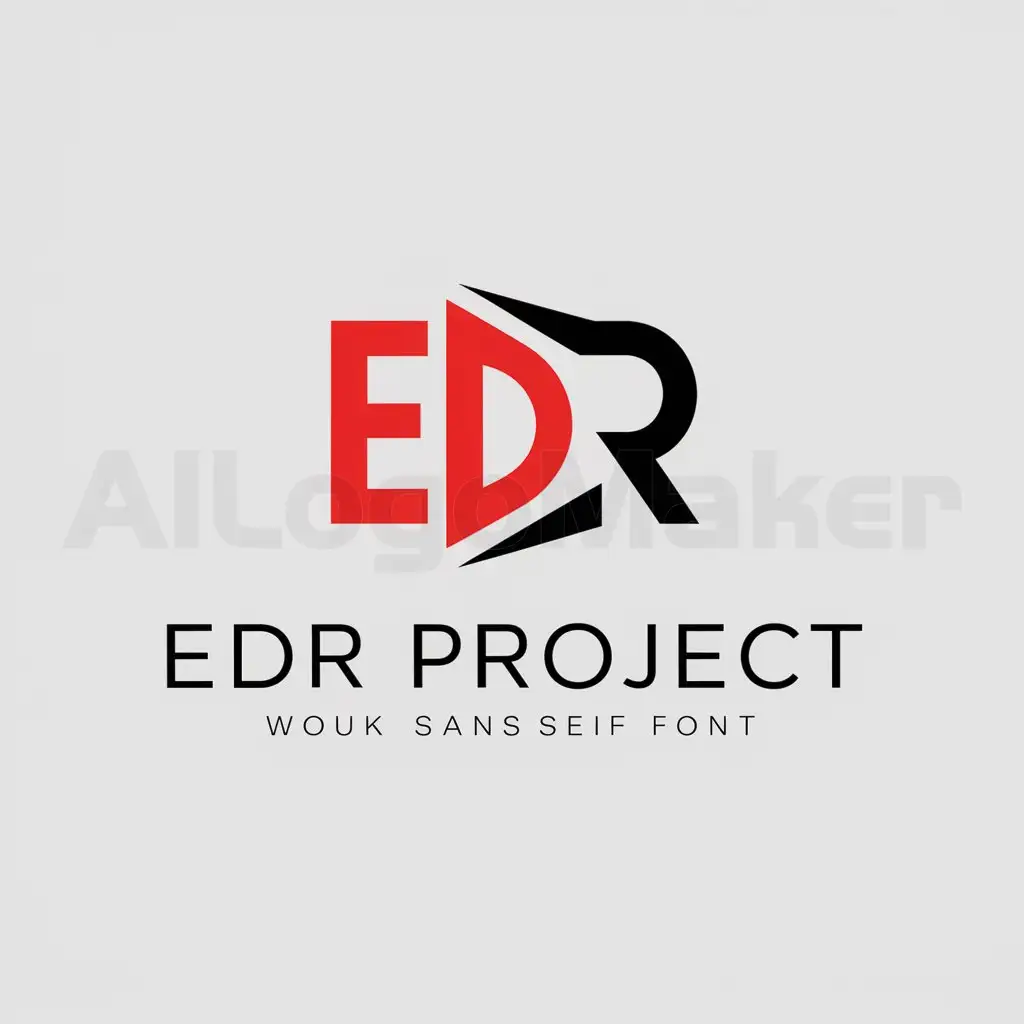a logo design,with the text "EDR Project", main symbol:Name to Display : EDR ProjectnLogo Type: MonogramnPrimary Colors: Red (#FF0000) and Black (#000000)nDesign Style:n- Modern and Minimalist: Create a clean and simple logo with sharp lines and symmetrical shapes.n- Dynamic and Energetic: Use design elements that convey movement and energy.nLetter Composition:n- Integrate the letters 'E', 'D' and 'R' into a cohesive shape that is easily recognizable.n- Experiment with various geometric forms to creatively combine the letters.nTypography: Choose a bold and clear sans-serif font, ensuring each letter is legible and harmonious when combined.nMessage to Convey:n- Professionalism: Present a sense of trust and credibility.n- Boldness: Use red to show strength and passion.n- Elegance: Use black to add a sense of sophistication and stability.,Minimalistic,clear background